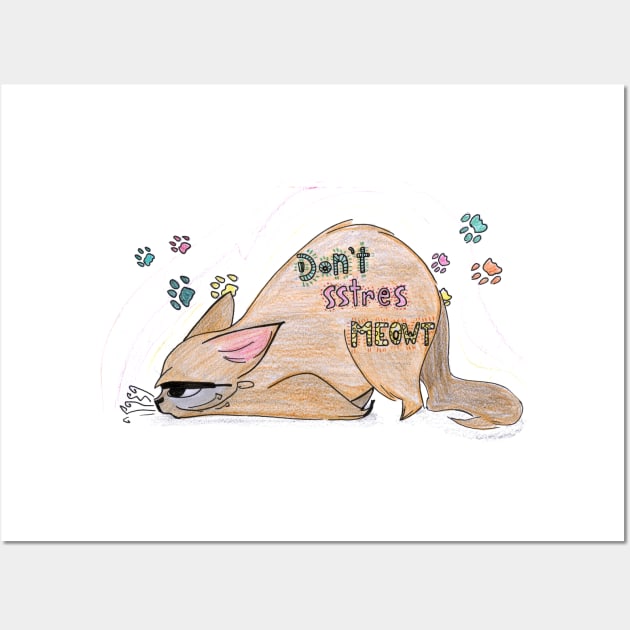 Dont stress funny cat lover gift print Wall Art by BalumbaArt